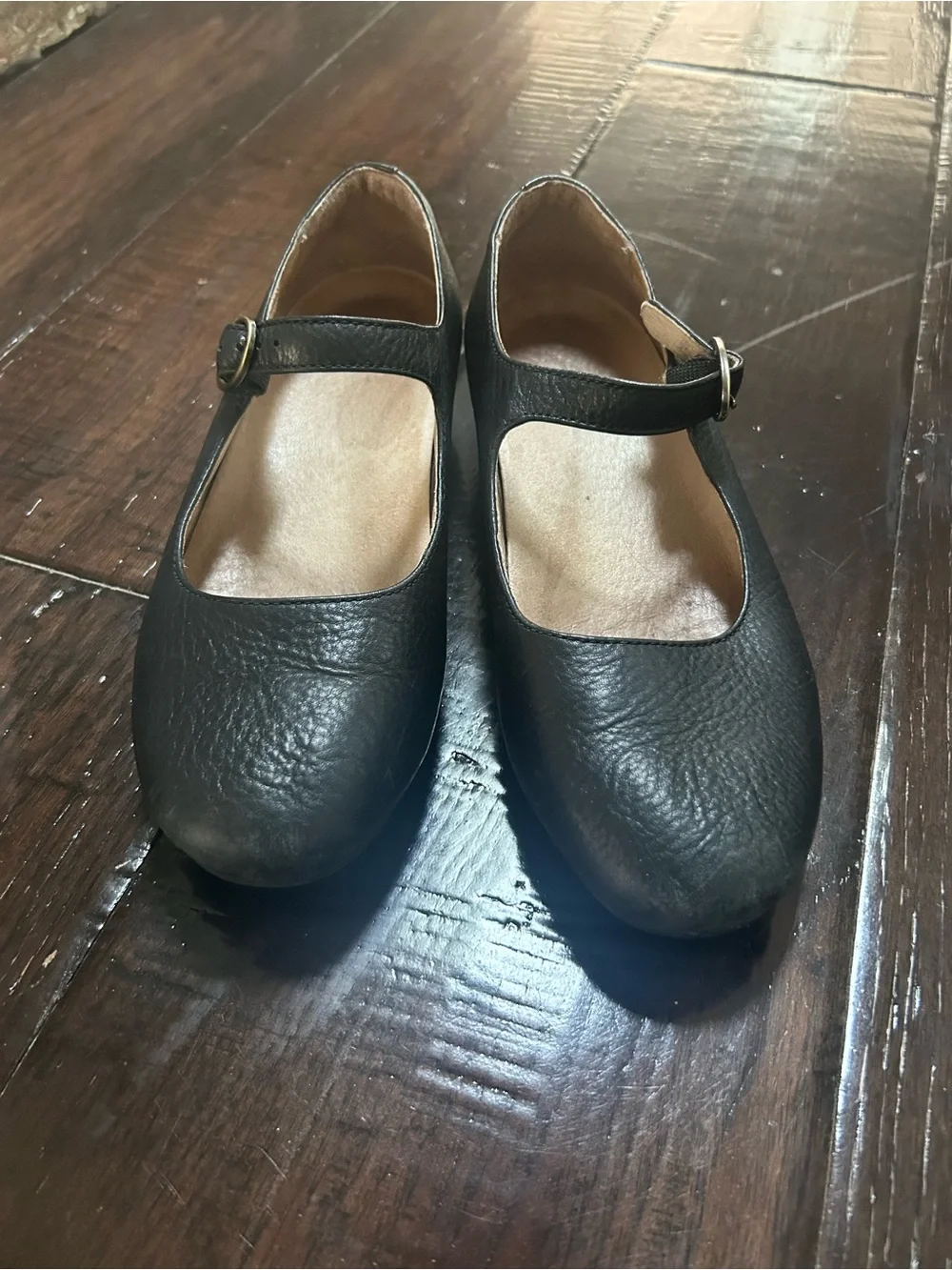 Dansko Black Leather Mary Jane Flats with Buckle